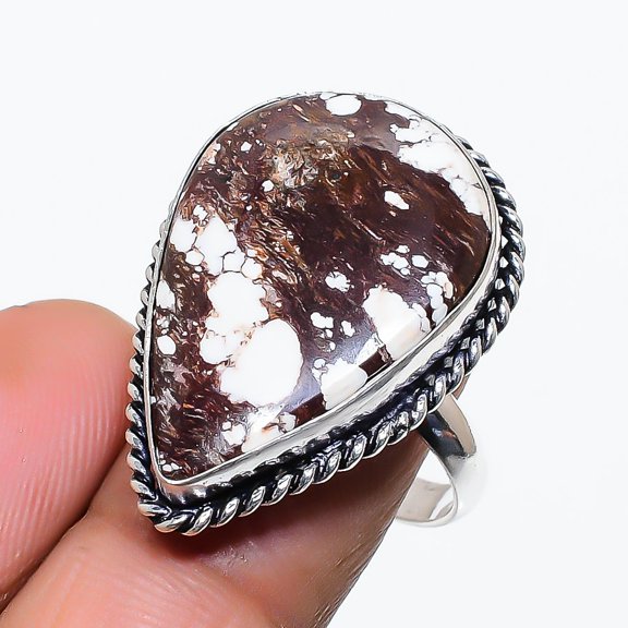 Wild Horse Gemstone 925 Sterling Silver Jewelry Ring Size Adjustable