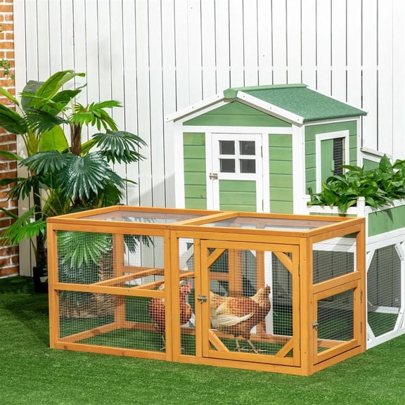 Demi Bonn 55" Outdoor Wood Run Hen House, Mini Chicken Coop Add-on Expansion Accessories, Orange