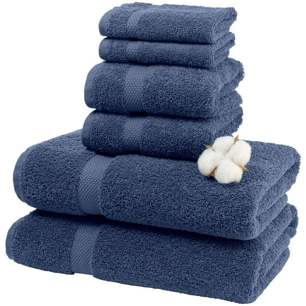 Luxury Navy Blue Bath Towel Set - Hotel Soft Cotton 2/Bath 2/Hand 4/Wash - 8 Piece