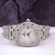 Audemars Piguet Lady Royal Oak Watch Steel 33mm Custom 15ct Diamonds Ref 67621ST