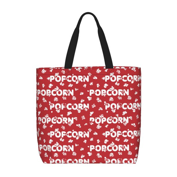 Fotbe Popcorn2 Bolsa Tote con Estampado para Mujer, Bolsos con Cremallera, Bolsa de Hombro Casual de Gran Capacidad con Bolsillos Internos