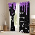 thumbnail image 3 of Homewish Glitter Ice Cream Drip Blackout Curtains Set of 2 (52x84 Each) for Girls, With God All Things Are Possible Print Curtain, Purple Black, 3 of 5