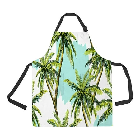 

ECZJNT Beautiful floral summer pattern with palm trees Adjustable Bib Kitchen Apron with Pockets for Women Men