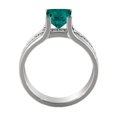 thumbnail image 7 of 14K White Gold 1.20 ctw Lab Created Green Emerald Stone Ring with Diamonds Bridge Channel set Princess, 7 of 7