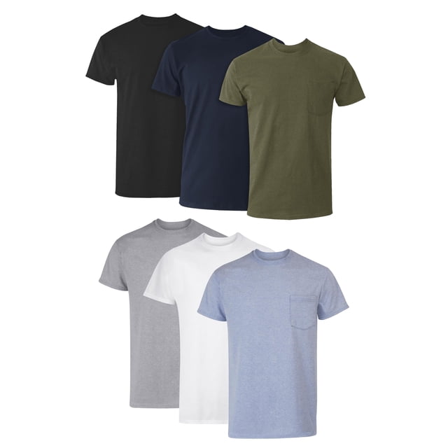 Remera Hanes de Algodón que Absorbe la Humedad con Cuello Redondo 6-Pack