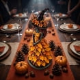 thumbnail image 3 of JWZZYD Enchanted Autumn Witch Figurine,Fall Witch Decor Halloween Tabletop Statue with Leaf Gown, 7.1" Witch Figurine, Seasonal Resin Witch Decoration for Mantel Shelf Home (Yellow), 3 of 6