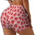 thumbnail image 2 of Wukai Strawberry And Flowers Print Pack Biker Shorts for Women Yoga Workout Gym Running Scrunch Active Shorts-X-Large, 2 of 8