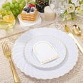 thumbnail image 5 of 125pcs Clear Pink Plastic Plates with Gold Rim - Gold Plastic Tableware includes 25 dinner plates, 25 dessert plates and 75 gold tableware for wedding birthday party and Mother's Day, 5 of 9