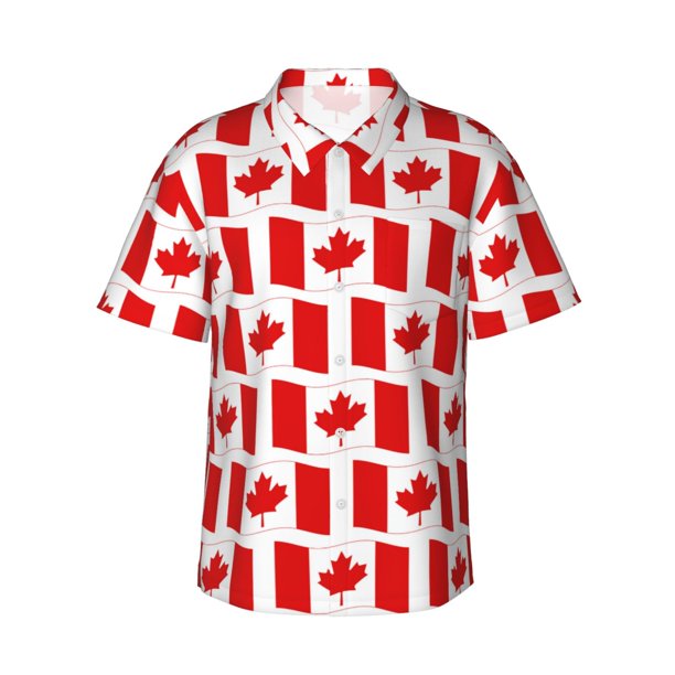 Balery Canada Camisas hawaianas de manga corta para hombre, camisas playeras de corte holgado, camisas de vacaciones con botones,3X-Large