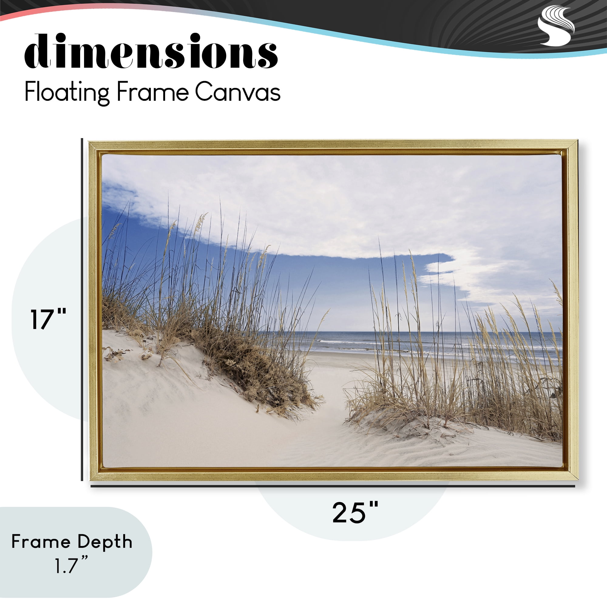 Stupell Industries Sea Oats Along Sandy Dunes Gold Framed Floater Canvas Wall Art, design by Natalie Carpentieri