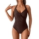 thumbnail image 1 of Traje de Baño de Color Sólido de las Mujeres, Conservador Plisado una Pieza con Cuello Halter para la Playa Y la Piscina, Secado Rápido Traje de Baño de Verano, 1 of 9