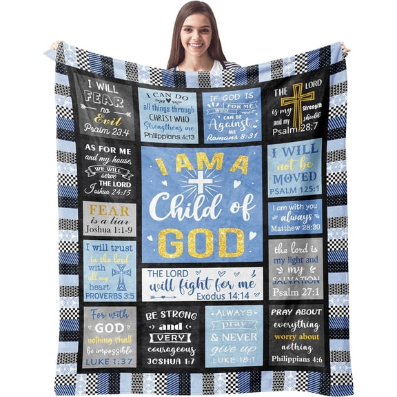 DAJU Christian Gifts for Women Blanket I Am a Child of God Blankets Inspirational Religious Graduation Gifts Baptism Confirmation Gifts for Girls Catholic Spiritual Gifts for Women(50*60inch)