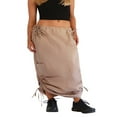 thumbnail image 2 of Women Casual Long Skirt  Drawstring Waist Solid Color Pockets Loose Straight Cargo Skirt, 2 of 6
