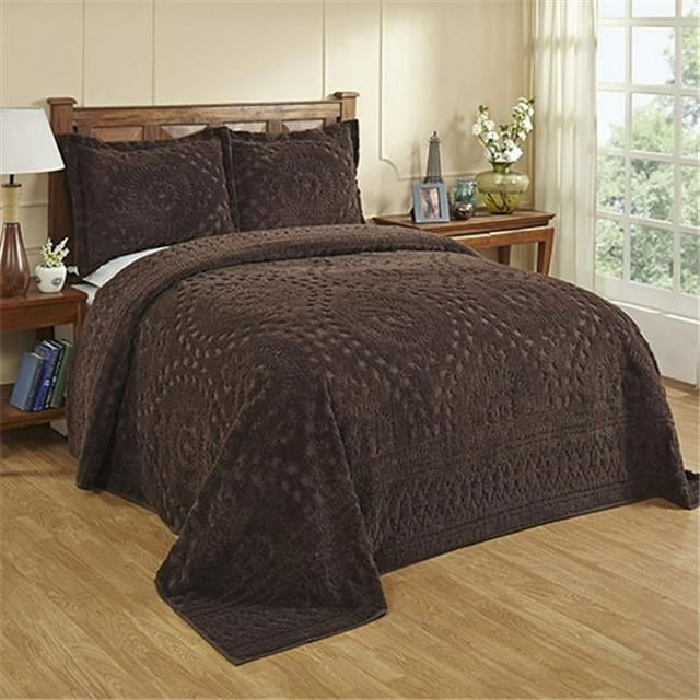 Better Trends BSR3PCQUCH Better Trends Rio Collection 100% Cotton Queen Bedspread Set in Chocolate