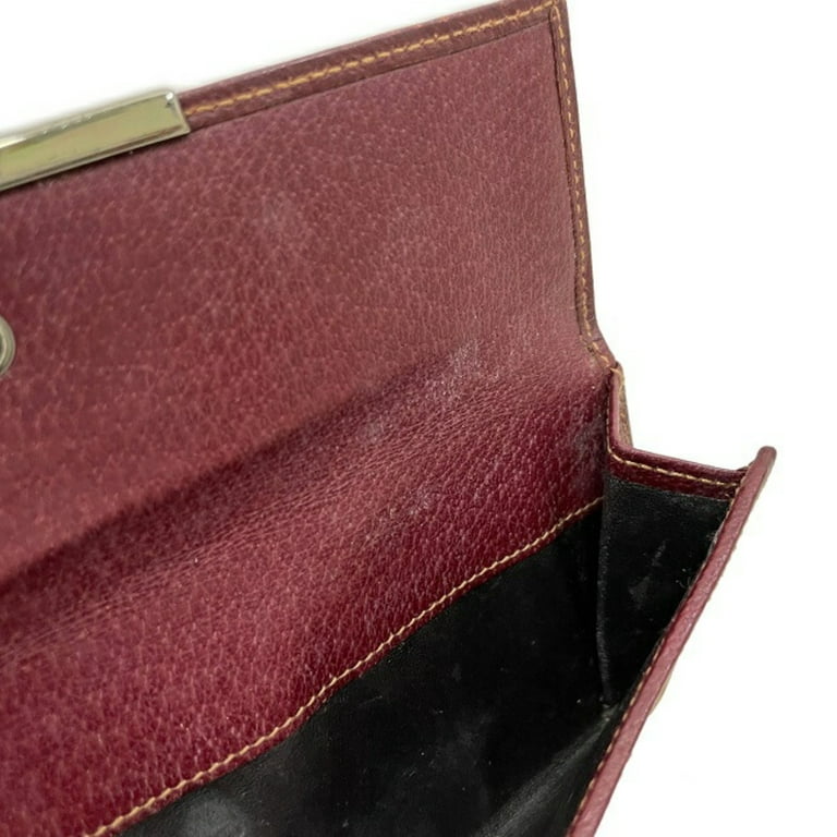 Authenticated Used Gucci Bi-Fold Wallet Beige Wine Red 112715 GG