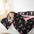 thumbnail image 4 of Erosebridal Letter H Monogrammed 7pcs Bedding Comforter Set,Girly Pink Ribbon Bowtie Queen Bedding Sets For Kids,Pink Reversible, 4 of 7