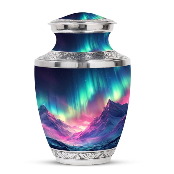 KARYLIZ Aurora Borealis Large Urn For Human Ashes - Adult Urns For Human Ashes Women - Cremation Urns Large Adult - Adult Urns For Human Ashes Men - Cremation Urns For Human Ashes (Size - 10inch)