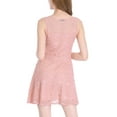 thumbnail image 5 of MODA NOVA Junior's Floral Lace Sleeveless Semi Sheer Flare Mini Dress Pink XL, 5 of 6