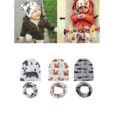 Baby Cotton Scarf Cap,Newborn Baby Toddler Infant Cute Animal Pattern Warm Soft Cotton Hat Cap+Scarf Boy Girl