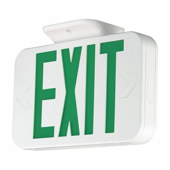 Exit Sign, White, 2 Face(s), LED, Wall/Ceiling Mount, Not Battery Powered