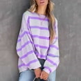 thumbnail image 2 of GigrtiJin Striped Color Block Women Sweatshirts Long Sleeve Round-Neck Trendy Tops Basic Going out Casual Blouses, 2 of 5