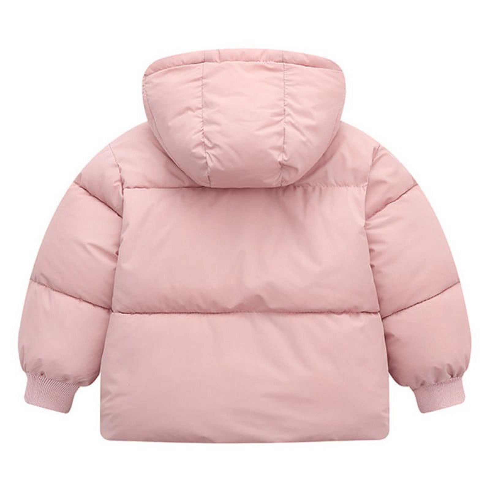 Boys Girls Hooded Down Jacket Winter Warm Fleece Coat Windproof Zipper Puffer Outerwear 18M-6T - image 2 of 5