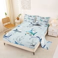 thumbnail image 2 of jejeloiu Watercolor Shark Print Bed Sheets,Starfish Seashell Full Size Sheets For Boys,Light Blue,4 Pieces,1 Flat Sheet, 1 Fitted Sheet and 2 Pillowcases, 2 of 6