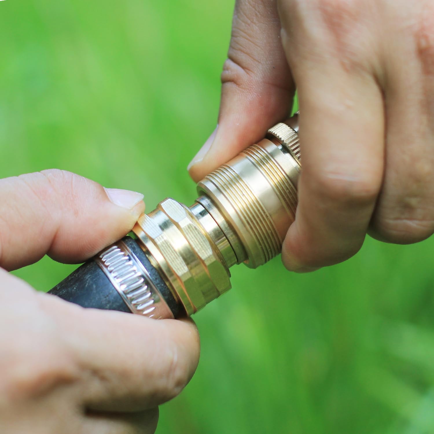 HRTGFD-Garden Hose Quick Connect Solid Brass 3/4 inch GHT Internal Thread Quick Connect Fittings Famale Quick Connector 2 Set