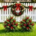 thumbnail image 3 of HWRETIE Artificial topiary Tree with Red Berries,Outdoor Faux Plant with Ground Stakes for Porch,Garden,Patio Holiday Décor, 3 of 8