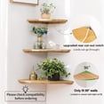 thumbnail image 5 of Corner Shelves, Floating Corner Shelves, Set of Two 7 Inch Solid Oak Wall Shelves, Round End Wall Mounted, Shelves with Wire Holes for Small Plants in Bedroom, Kitchen, Living Room and More., 5 of 7