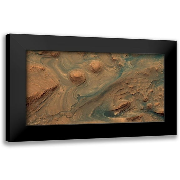 NASA 14x9 Black Modern Framed Museum Art Print Titled - Mars HiRISE - Martian Surface Detail, April 22, 2015