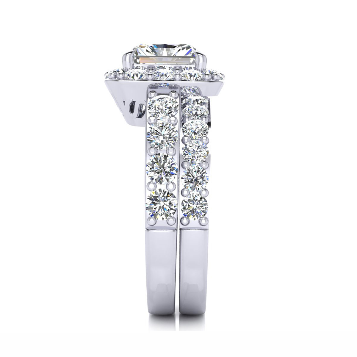 thumbnail image 4 of SuperJeweler 2 1/4 Carat Princess Cut Lab Grown Diamond Bridal Set In 14K White Gold For Women, 4 of 6