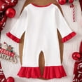 thumbnail image 5 of Toddler Girls Romper Jumpsuit Long Sleeve Holiday Party Outfit with Festive Print and Bow Detail for Baby Photoshoot Modern Baby Girl Clothes 12-18 Months, 5 of 8