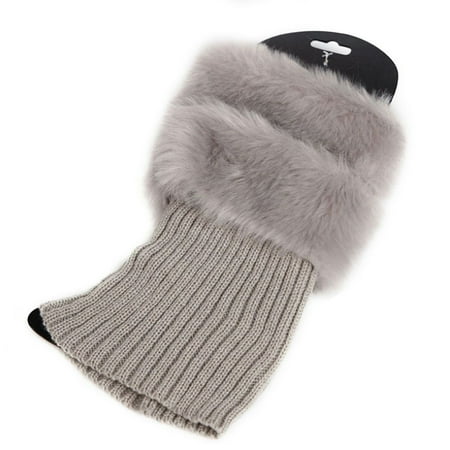 

VEAREAR Winter Women Warm Faux Fur Crochet Knit Leg Warmers Boot Socks Toppers Cuffs
