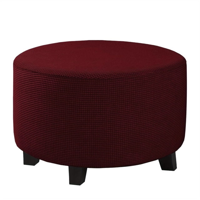 YOPTOP 1pc Contemporary Round Ottoman Footstool Cover Stretchable Polyester and Spandex Blend Machine Washable Non-Slip Grip Elastic Band Closure 180-200gsm Weight - Small Size ZZZ