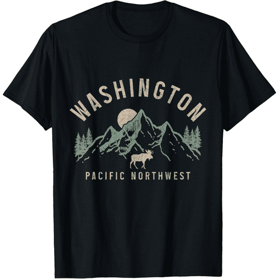 Washington PNW Moose Pacific Northwest Souvenir Pride T-Shirt100% cotton