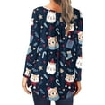 thumbnail image 5 of Blouses pour Femmes Décontractées à Col Rond avec Boutons, Manches Longues, Imprimé de Noël, en Liquidation, 5 of 5