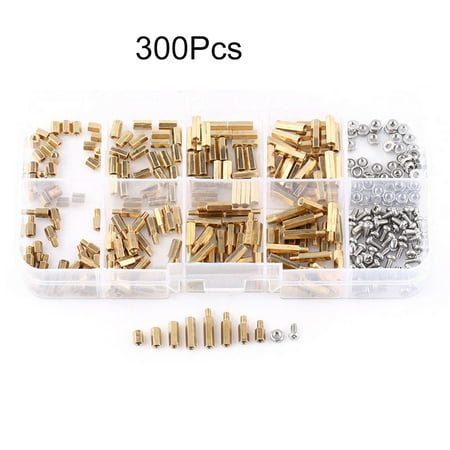 

VEAREAR Essential Hardware tools 300Pcs M2 Brass Copper Pillar Standoffs Hex Column Screws Nuts Assortment Kit