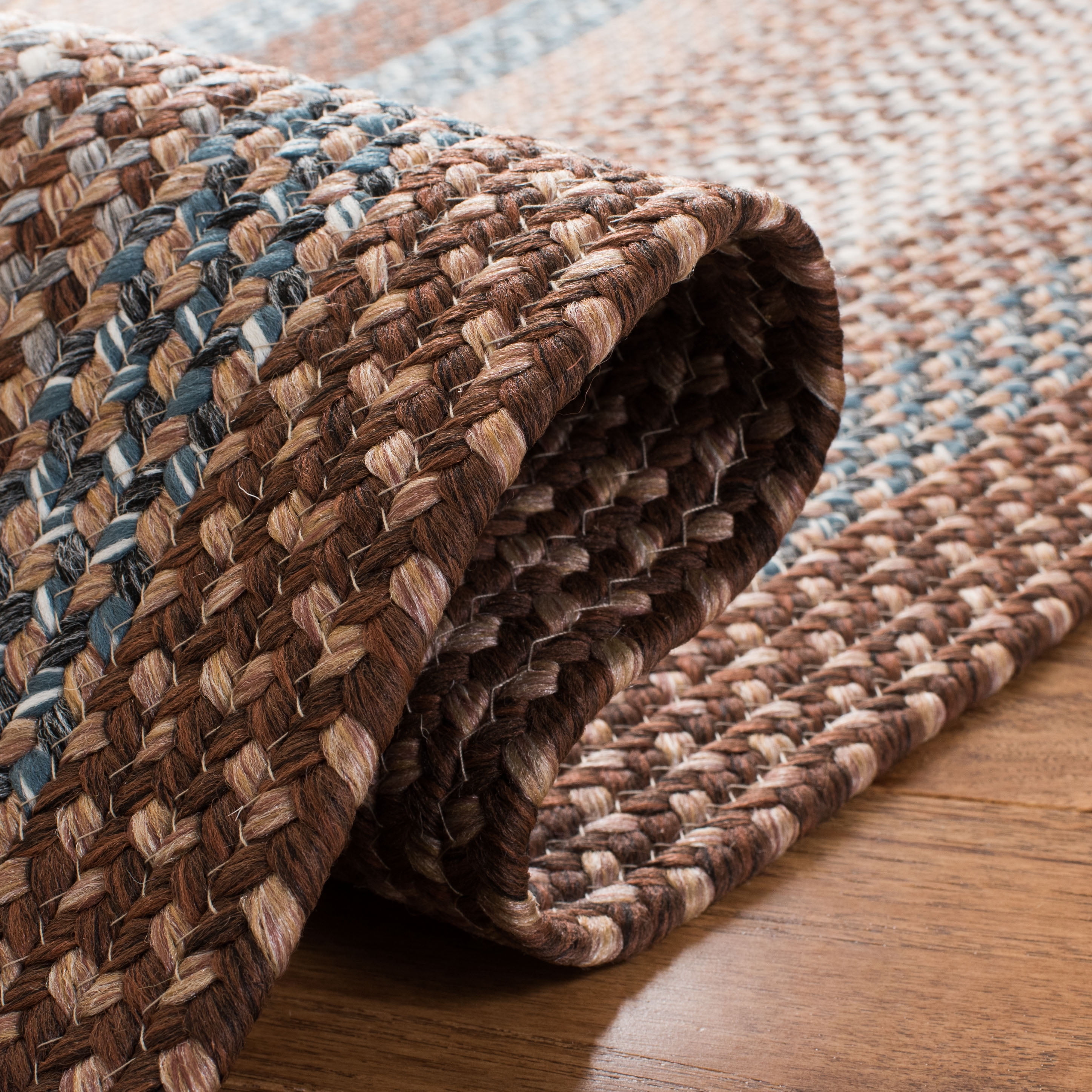 Safavieh Braided Angel Bordered Machine Washable Reversible Area Rug, Brown/Multi, 8' x 10' Oval
