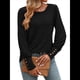 thumbnail image 1 of Blusas Casuales Holgadas de Larga y Corta Abullonada para Mujer, con Cuello Redondo y Botones. Negro M, 1 of 9