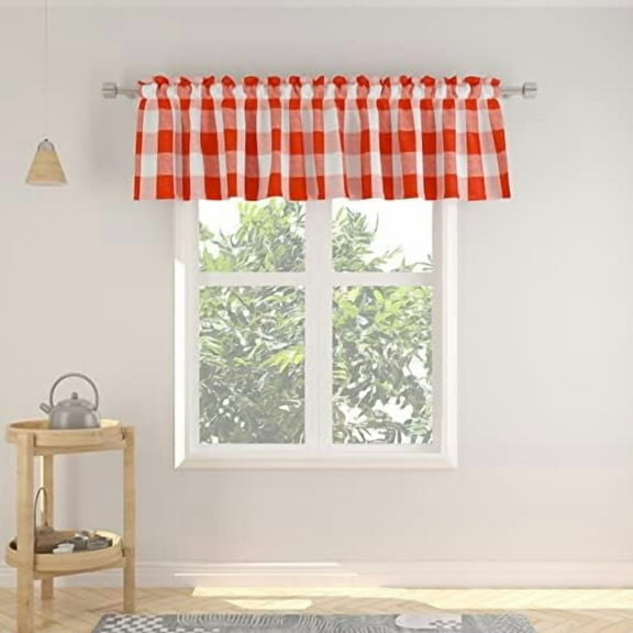 Buffalo Check Kitchen Tier Curtais 30 inches Long Plaid Gingham Rod Pocket Classic Cafe Curtains Country Farmhouse Kitchen Half Window Curtains 2 Panels Beige & White
