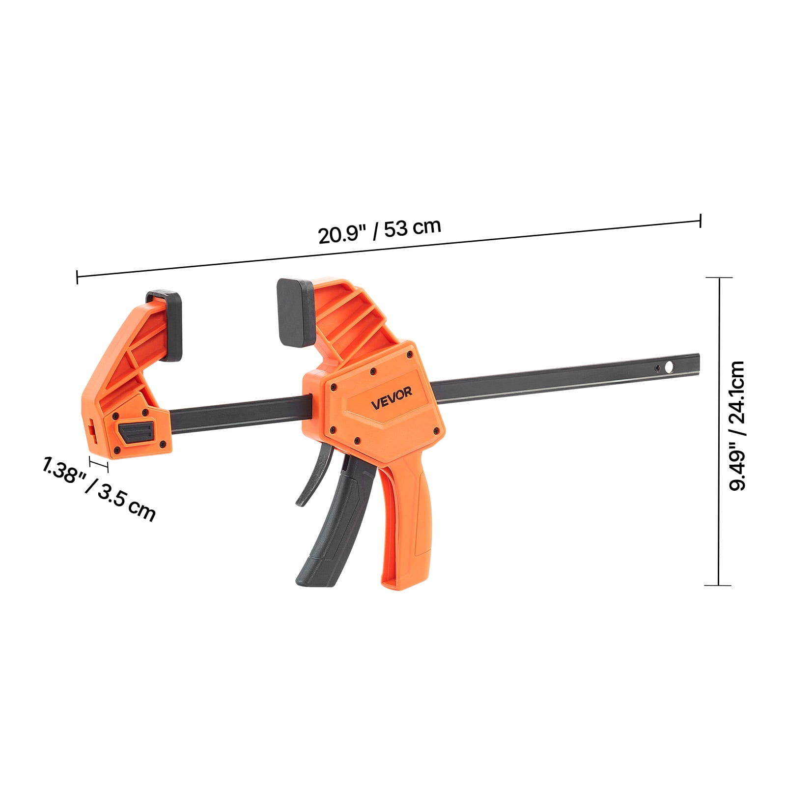 VEVOR Bar Clamps for Woodworking, 2-Pack 12 inch One-Handed Clamp/Spreader, Quick-Grip F-Clamp with 340 lbs Load Limit,Premium Plastic and Carbon Steel, for Woodworking Metal working,Orange + Black
