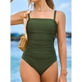 thumbnail image 5 of Asoul Women's One Piece Swimsuit Ruched Tummy Control Bathing Suits Vintage Retro Push Up Swimwear, 5 of 8