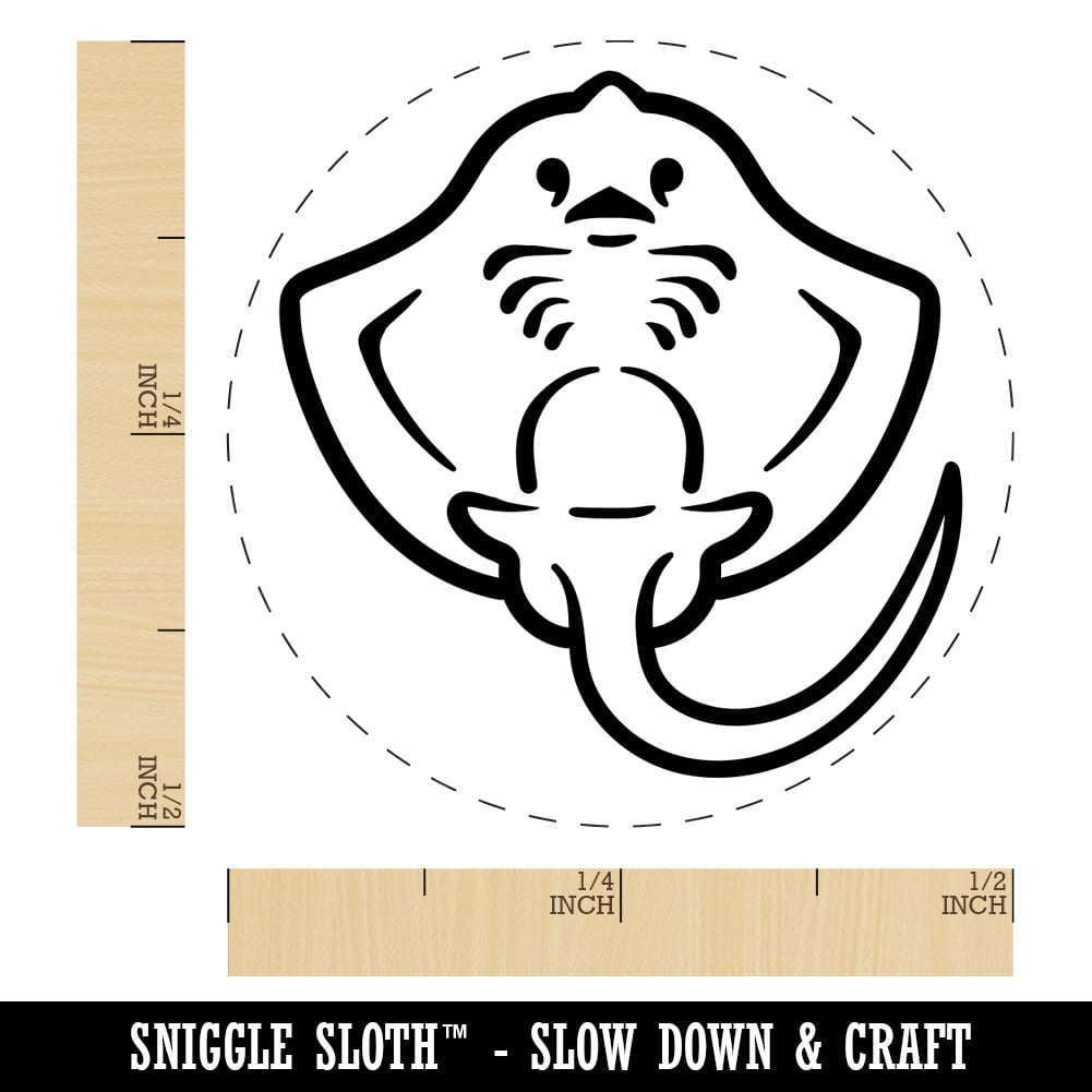 Baby Stingray Underside Self-Inking Rubber Stamp Ink Stamper - Blue Ink - Mini 1/2 Inch