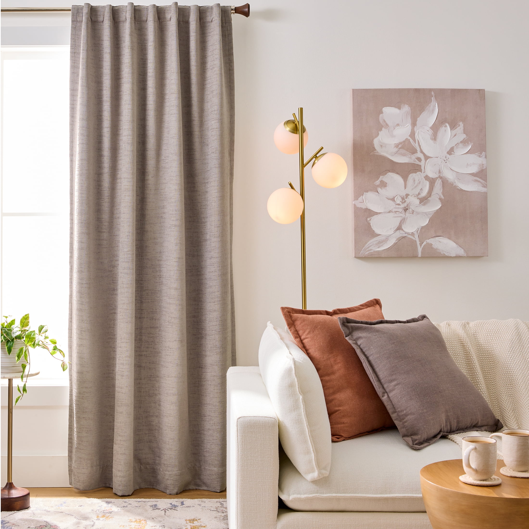 Better Homes & Gardens Textured Solid Chenille Blackout Single Curtain Panel, Grey Bisque, 50"W x 84"L