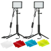 Neewer Dimmable 5600K USB LED Video Light 2-Pack with Adjustable Tripod Stand and Color Filters for Tabletop/Low-Angle Shooting, Zoom/Video Conference Lighting/Game Streaming/YouTube Video Photography