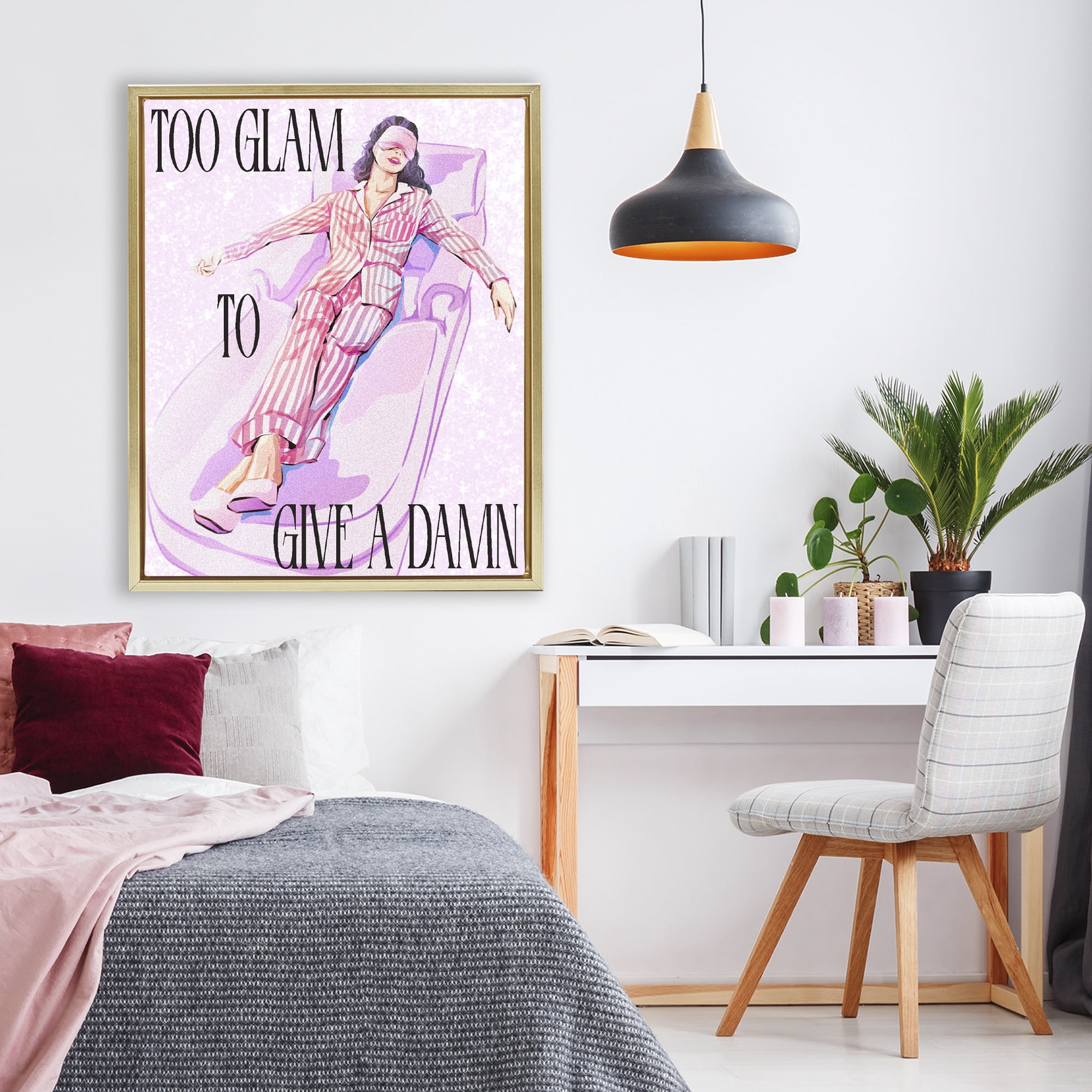 Stupell Industries To Glam To Care Gold Framed Floater Canvas Wall Art, design by Ziwei Li
