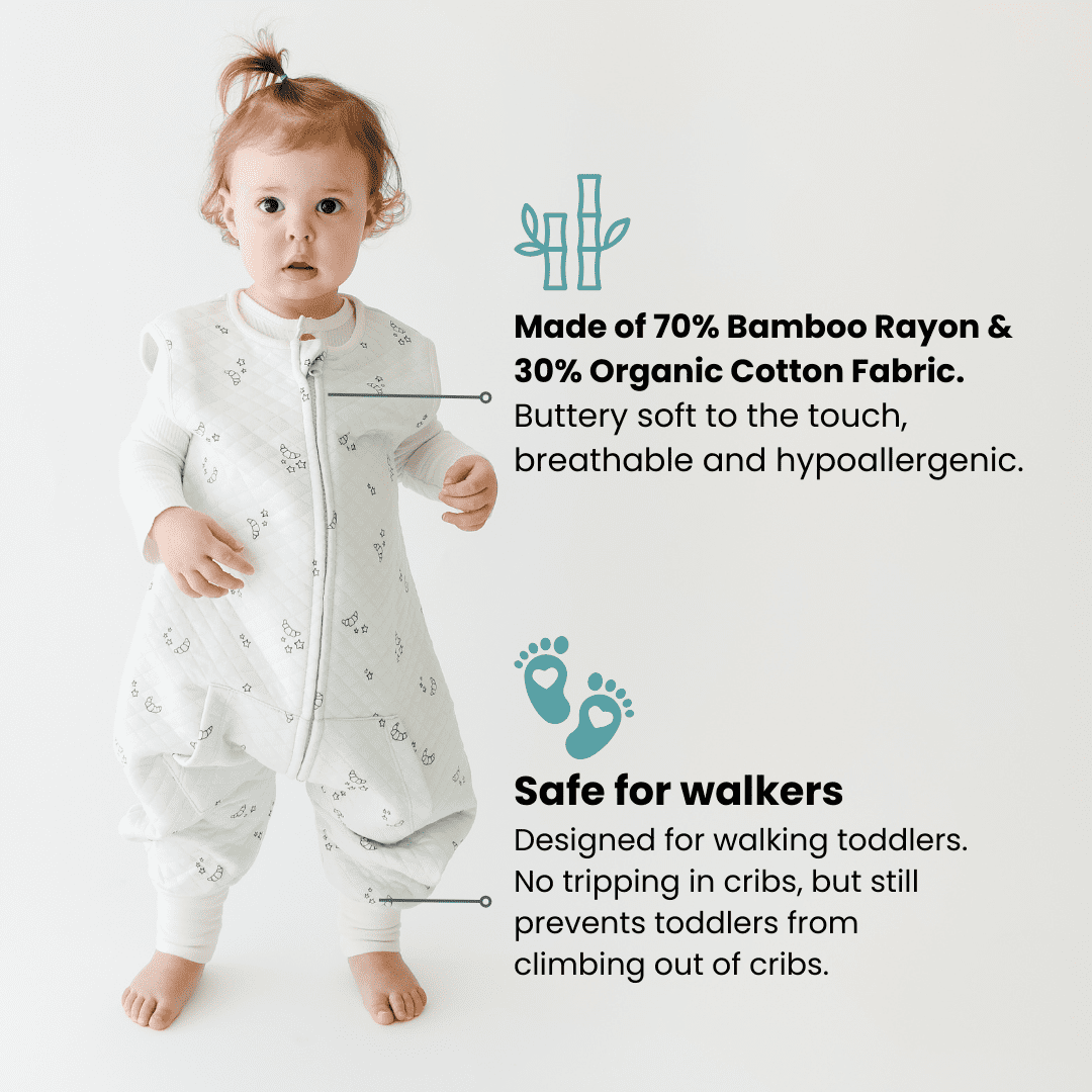 Tealbee Dreamsuit - Bamboo Sleep Sack with Legs - (0.8 Tog) Croissant 3T-4T