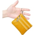 thumbnail image 2 of LAICAIW Women's Genuine Leather Coin Purse Mini Pouch Change Wallet with Keychain,Yellow, 2 of 6