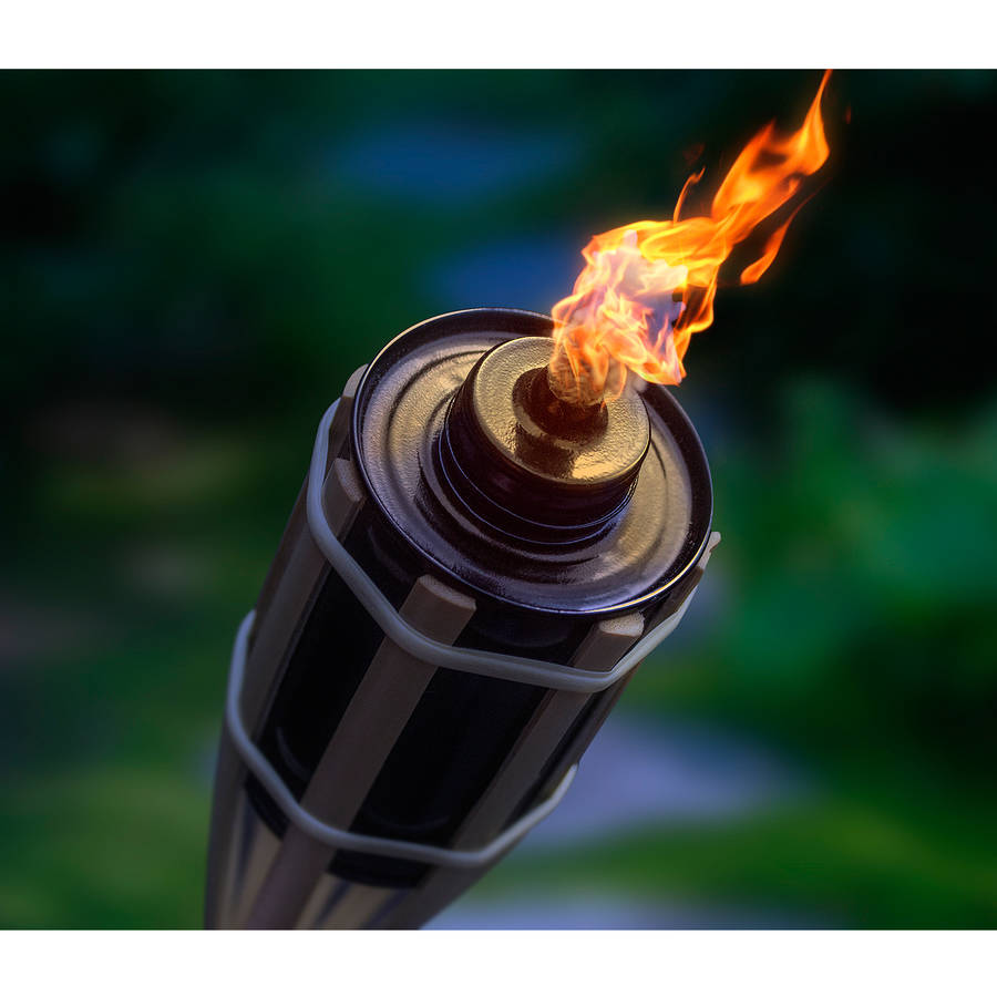 Matney Bamboo Torches, Set of 12, Includes Metal Oil Canisters with